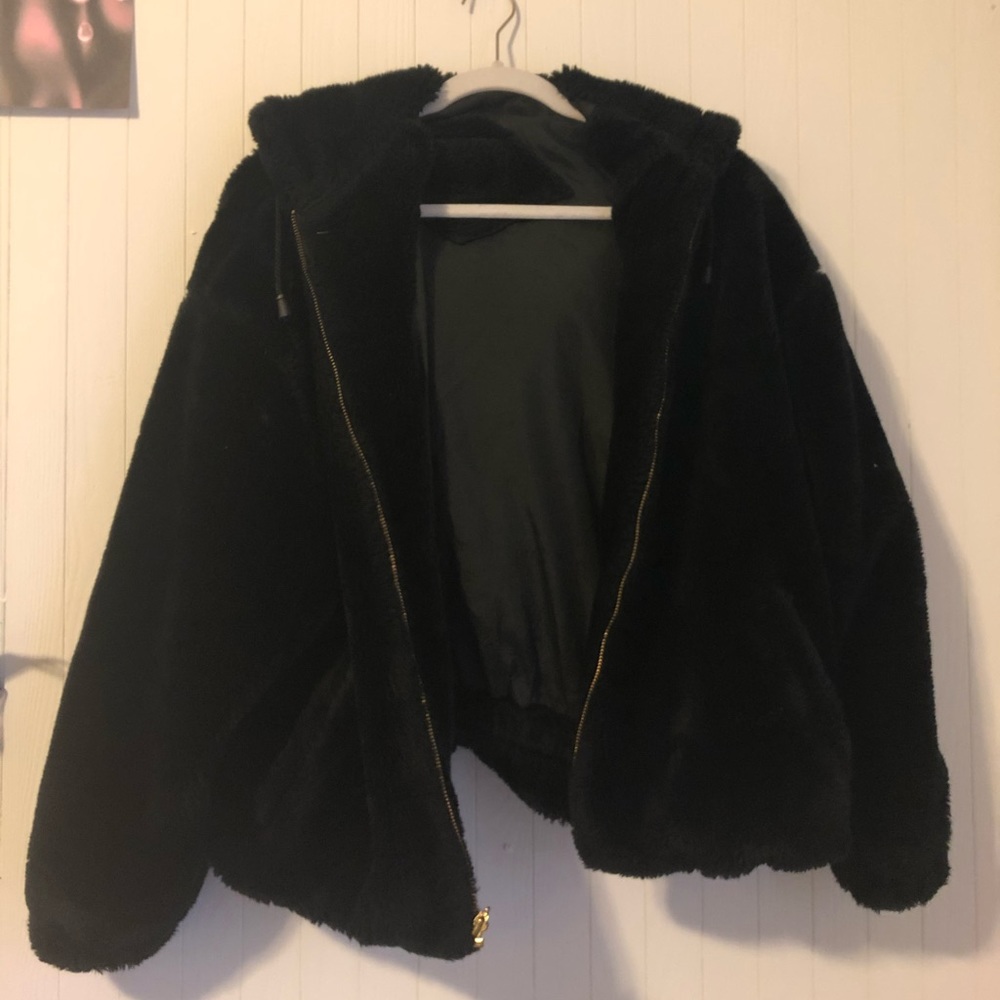 Y2K sherpa/faux fur puffer fit jacket